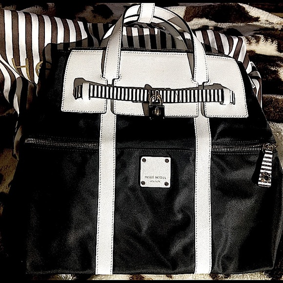 *Rare* Henri Bendel Centennial Stripe Jetsetter Crossbody Backpack Handle Bag - Picture 1 of 7
